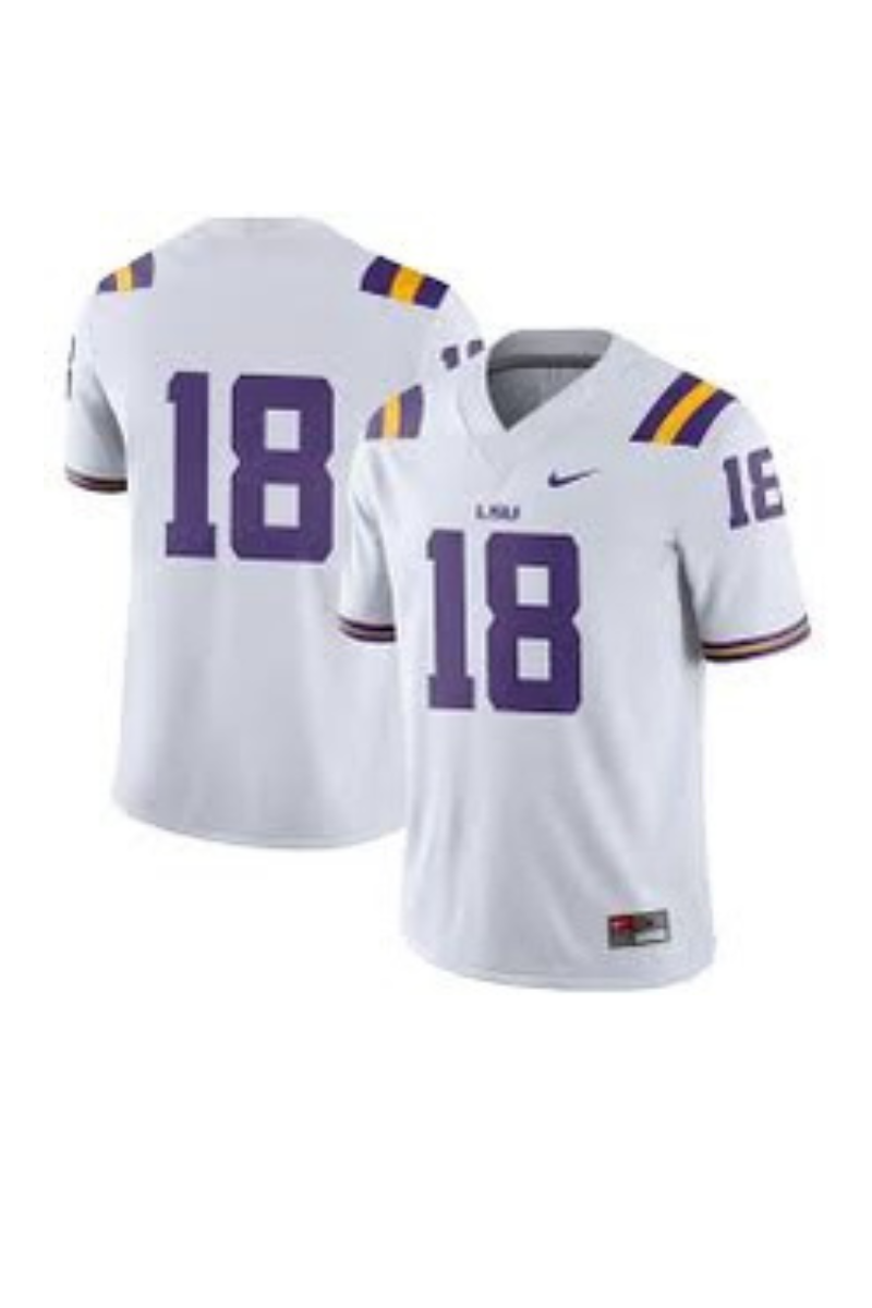 LSU Tigers White 18 Kids Youth Nike Team Replica Football Jersey