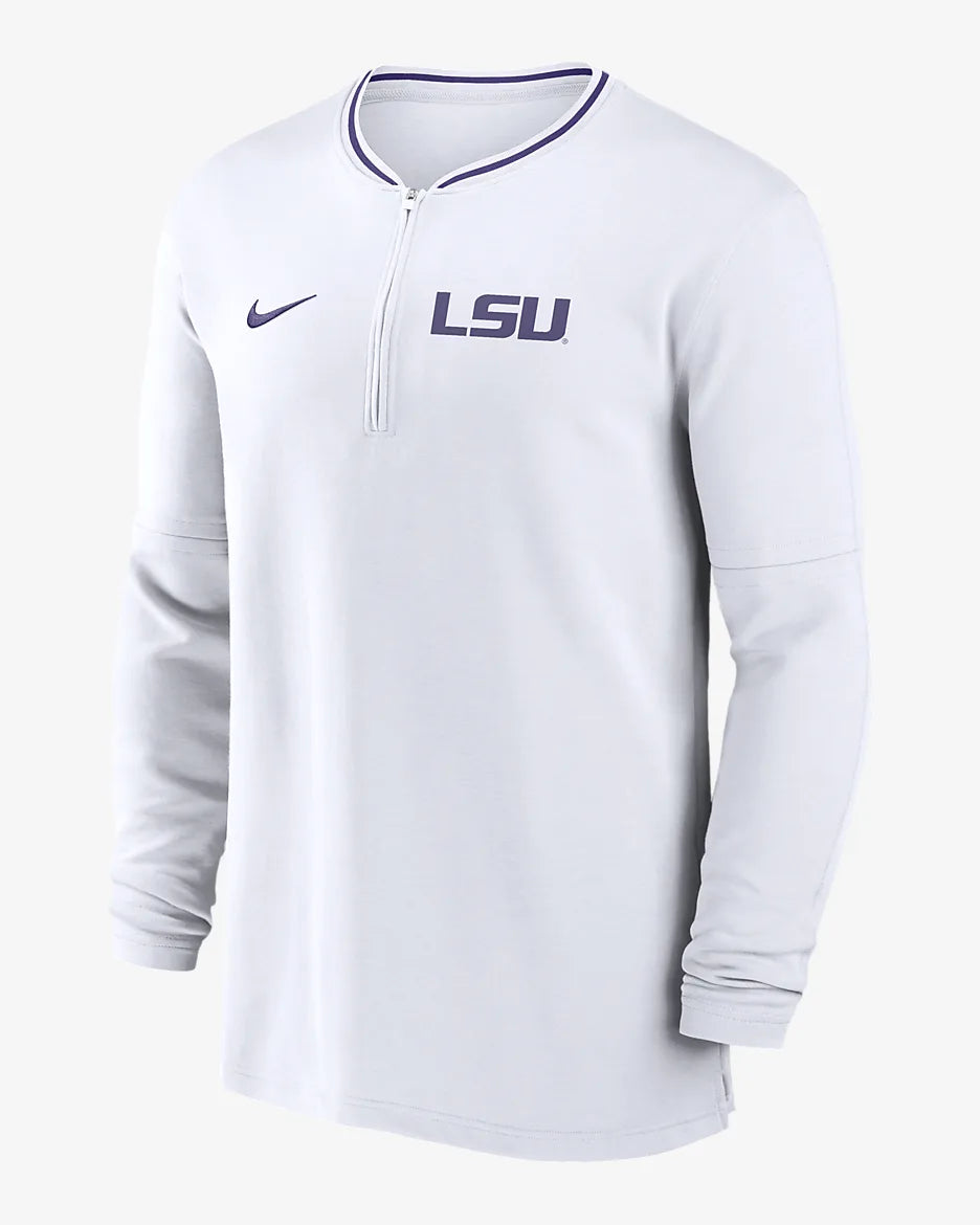 LSU Men s Nike Dri FIT Half Zip Coach s Sideline Long Sleeve Top Mike s Den