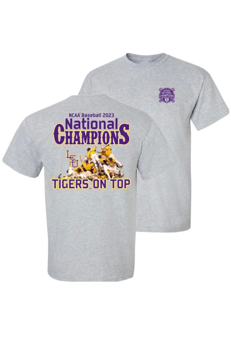 LSU National Champions Shirt - Gray exclusive at Tiger Nation